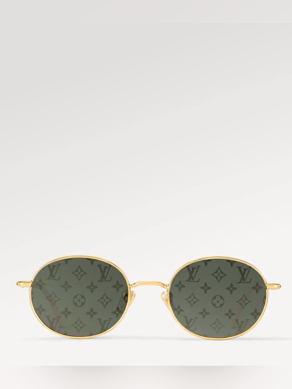 Louis Vuitton Gold Metal Bright Round Sunglasses with Monogram Lenses